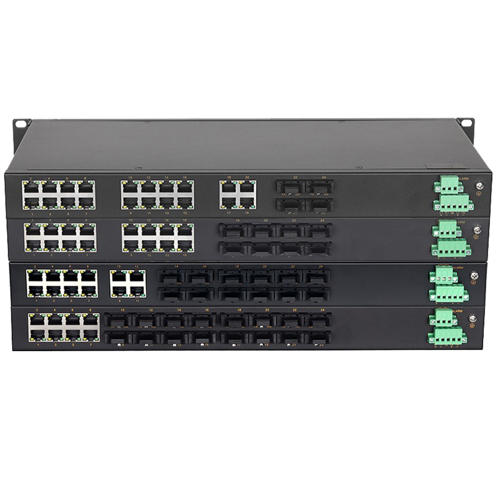 工业级百兆24口机架式交直流220V以太网交换机