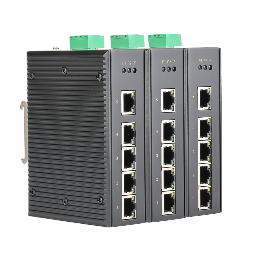 自主可控百分百全国产千兆5口导轨式工业以太网交换机