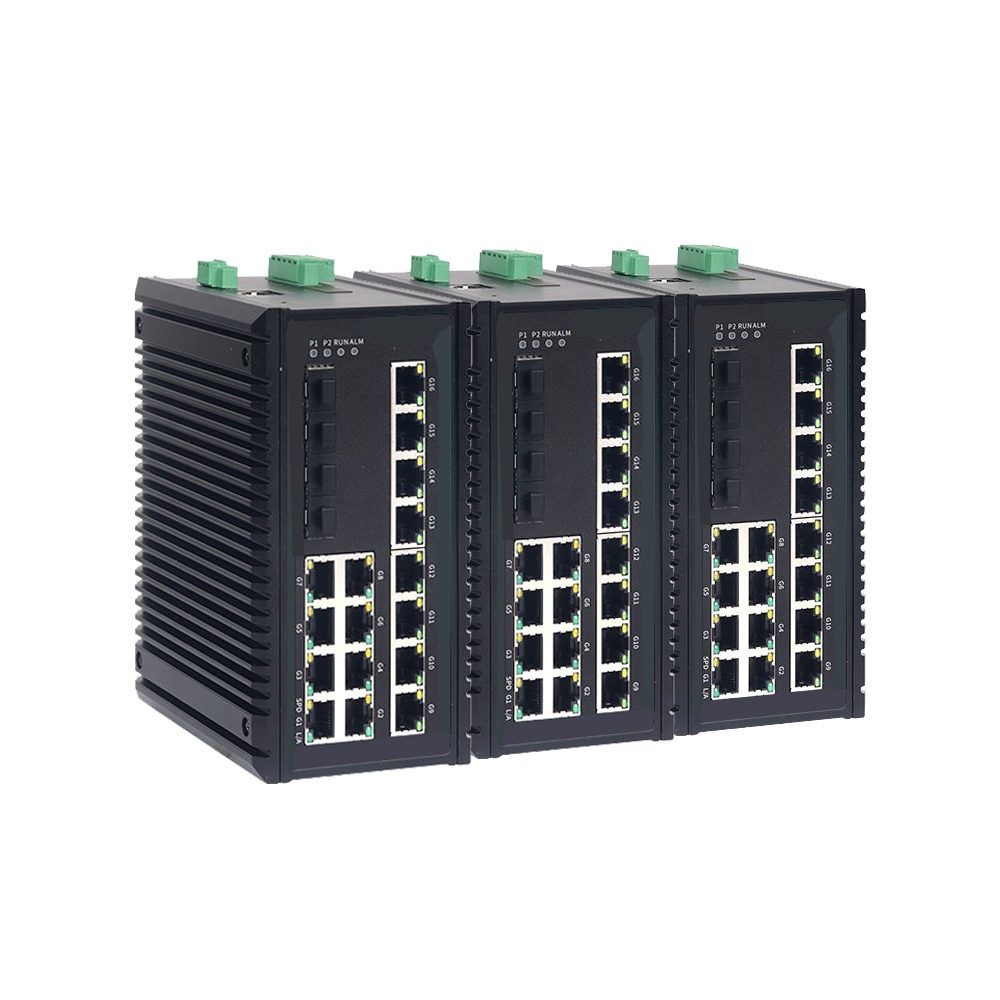 4X+16GE三层万兆网管型卡轨式工业以太网交换机